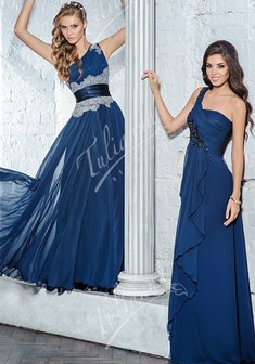 Вечернее платье У42916. В греческом стиле, длинное со шлейфом.